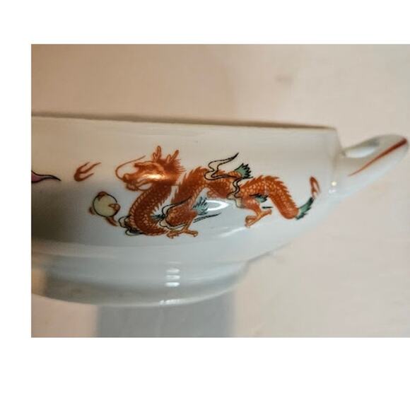 Nakazato Japanese Oval Casserole: Phoenix & Dragon Design Lidded Serving Bowl - Picture 4 of 11